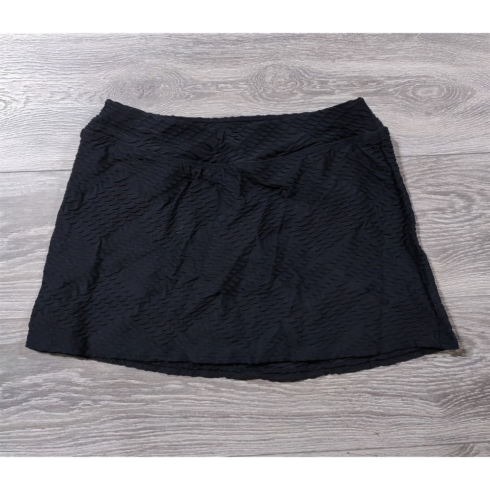 Lands' End Womens Size 4 Black Textured Swim Skirt Skort 493243 Beach Pool